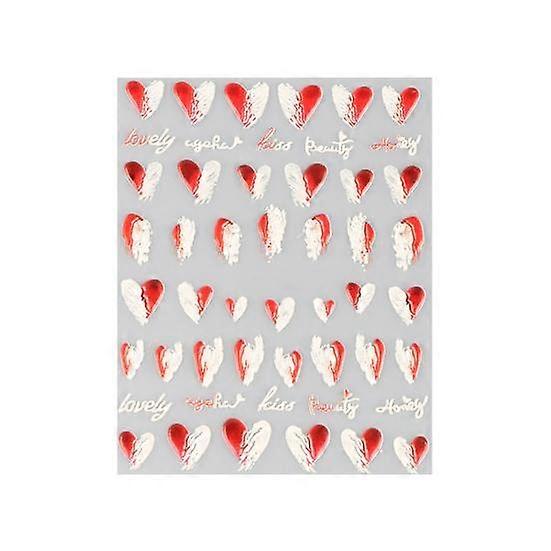 Nail Stickers Self Adhesive DIY Nails Art Supplies 5D Double Color Love Heart Embossed Flowers Manicure