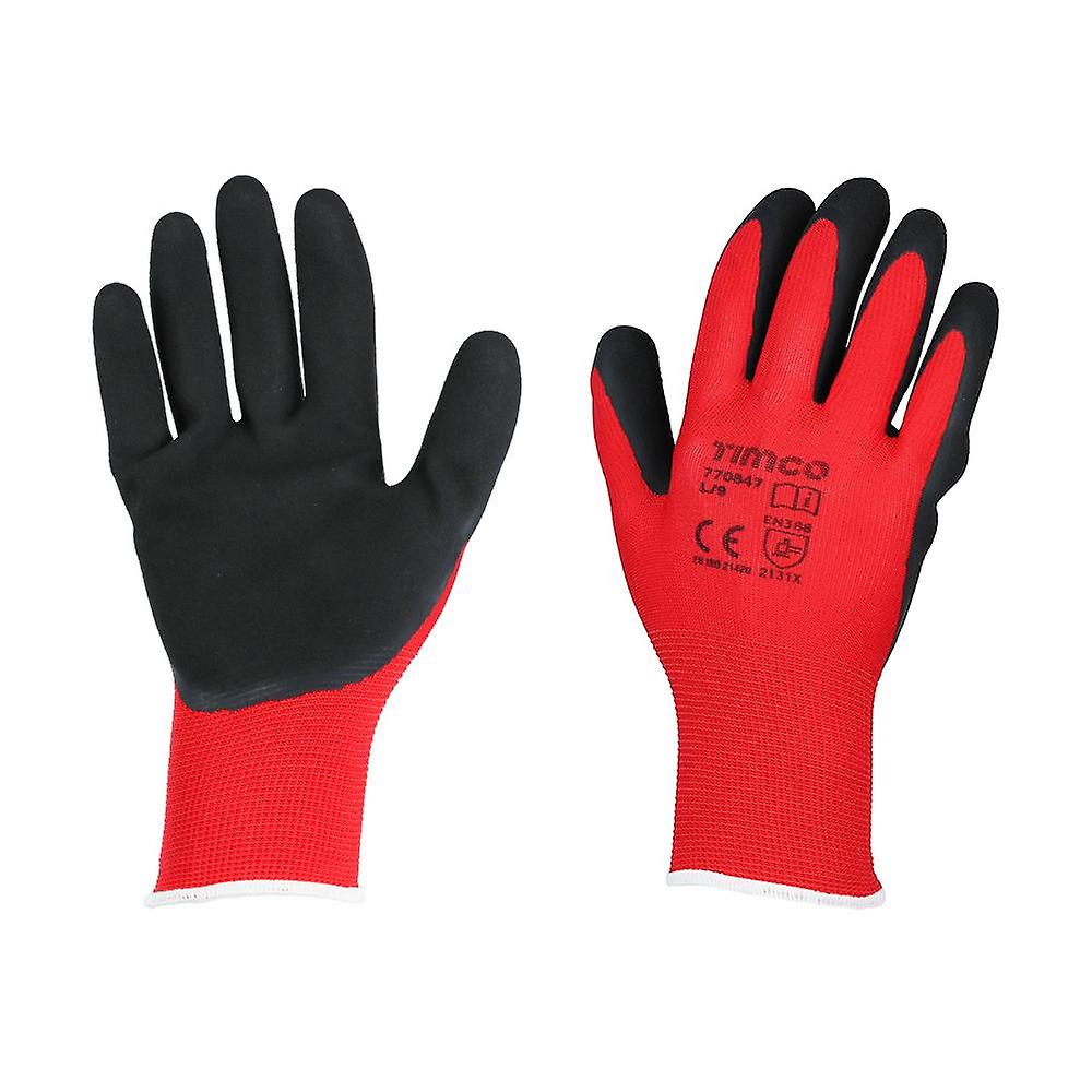 TIMCo Toughlight Grip Gloves Sandy Latex Coated Polyester Size Large