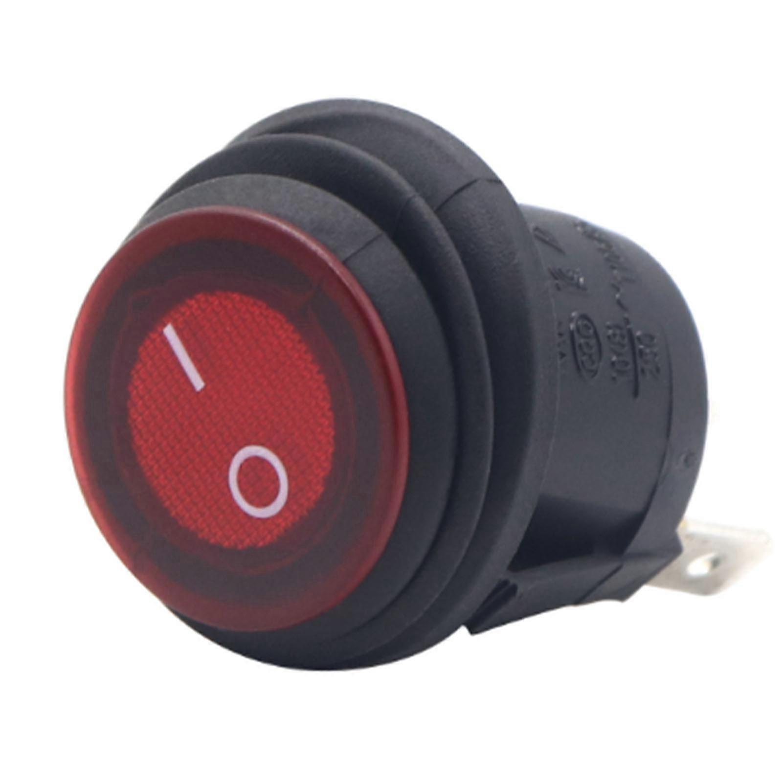 10Pcs 20MM 12VDC 3 Pin ON Off Toggle Round Rocker Switch with Lid Red Light for Car, Auto, Boat, Trucks