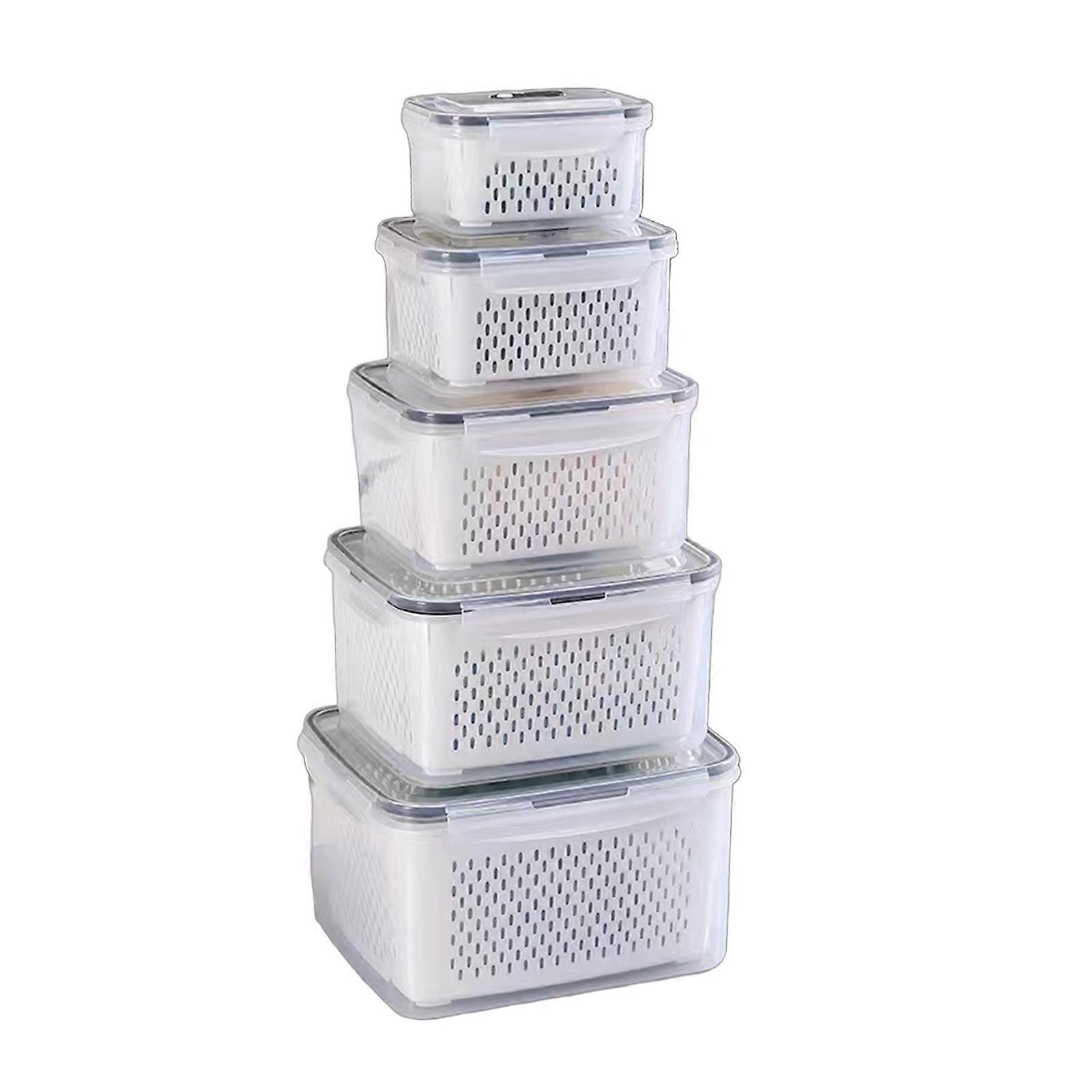 Large Capacity Produce Saver Container Vegetable and Fruit Storage Bin Stackable Vegetable Organizer Box with Colanders
