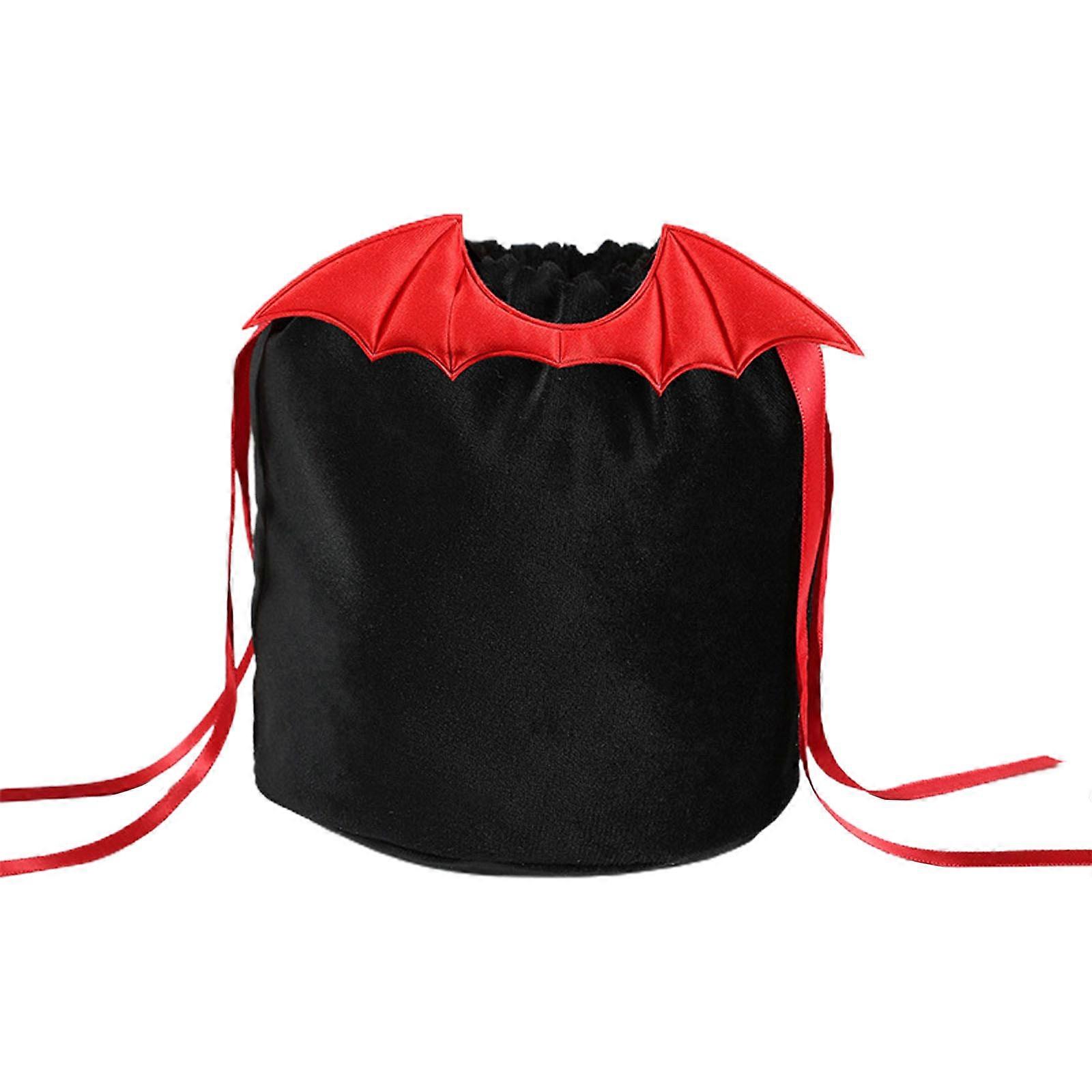 5db boldog halloween trükk vagy csemege táska denevér design húzózsinór cukorka zsákok gyerekeknek halloween parti szívesség kellékek piros