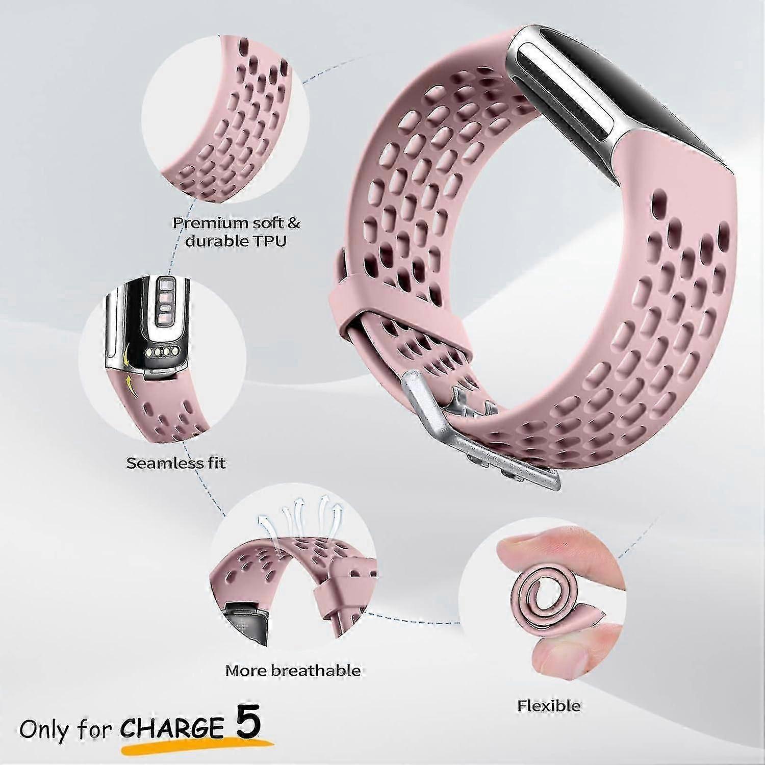 سوار معصم بديل ناعم مسامي لشحن Fitbit 5/6 - مقاوم للماء