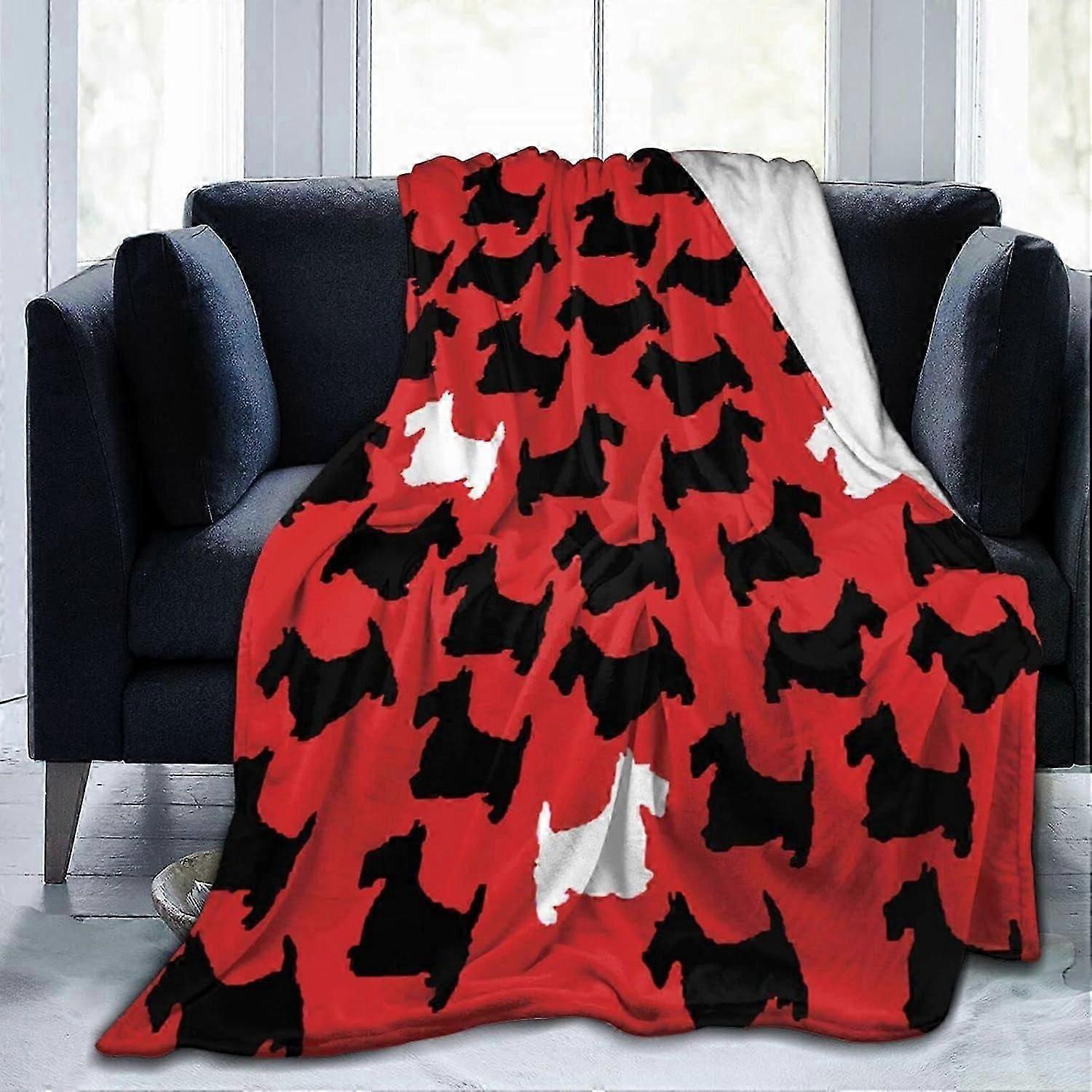 unique Scottie Dog Cute Pattern Super Soft Warm Fleece Blanket, Flanelle confortable