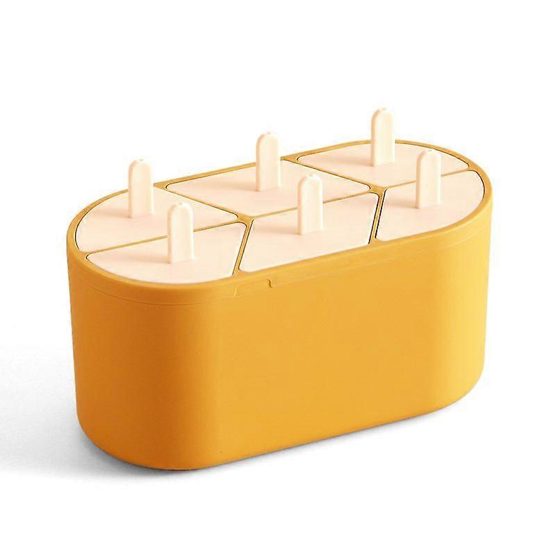 Six Silicone Ice Cube Household Healthy Ice Mold Ice Stick Ice Cream Mold Summer Cool(yellow)
