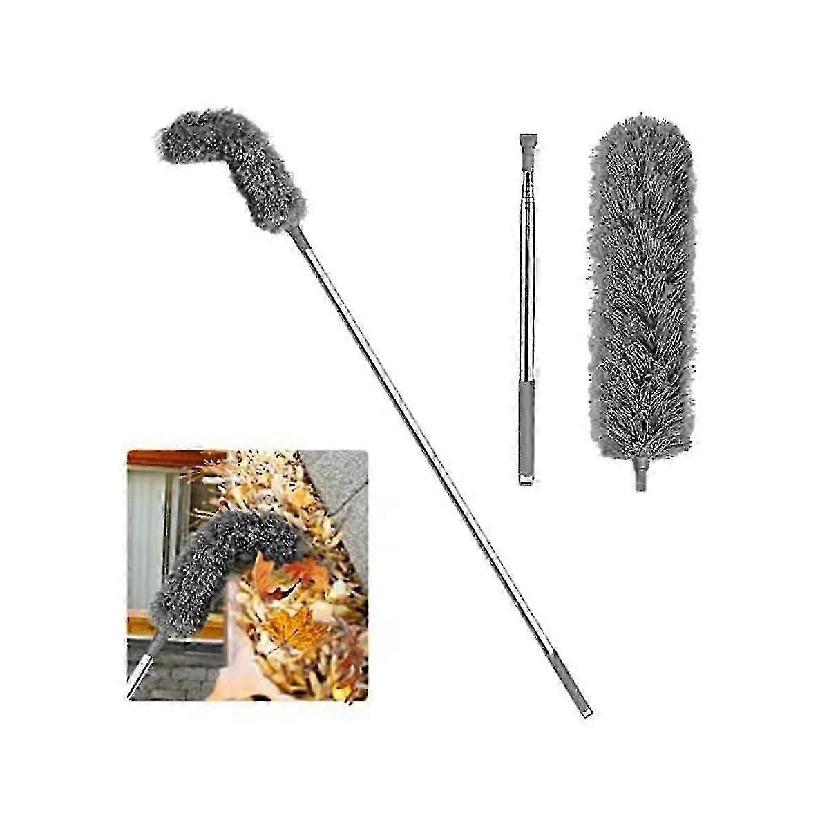 Gutter Cleaning Brush Roofing Tool With Telescopic Extendable Pole 8.2ft Guard Cleaner Tool Easy Re