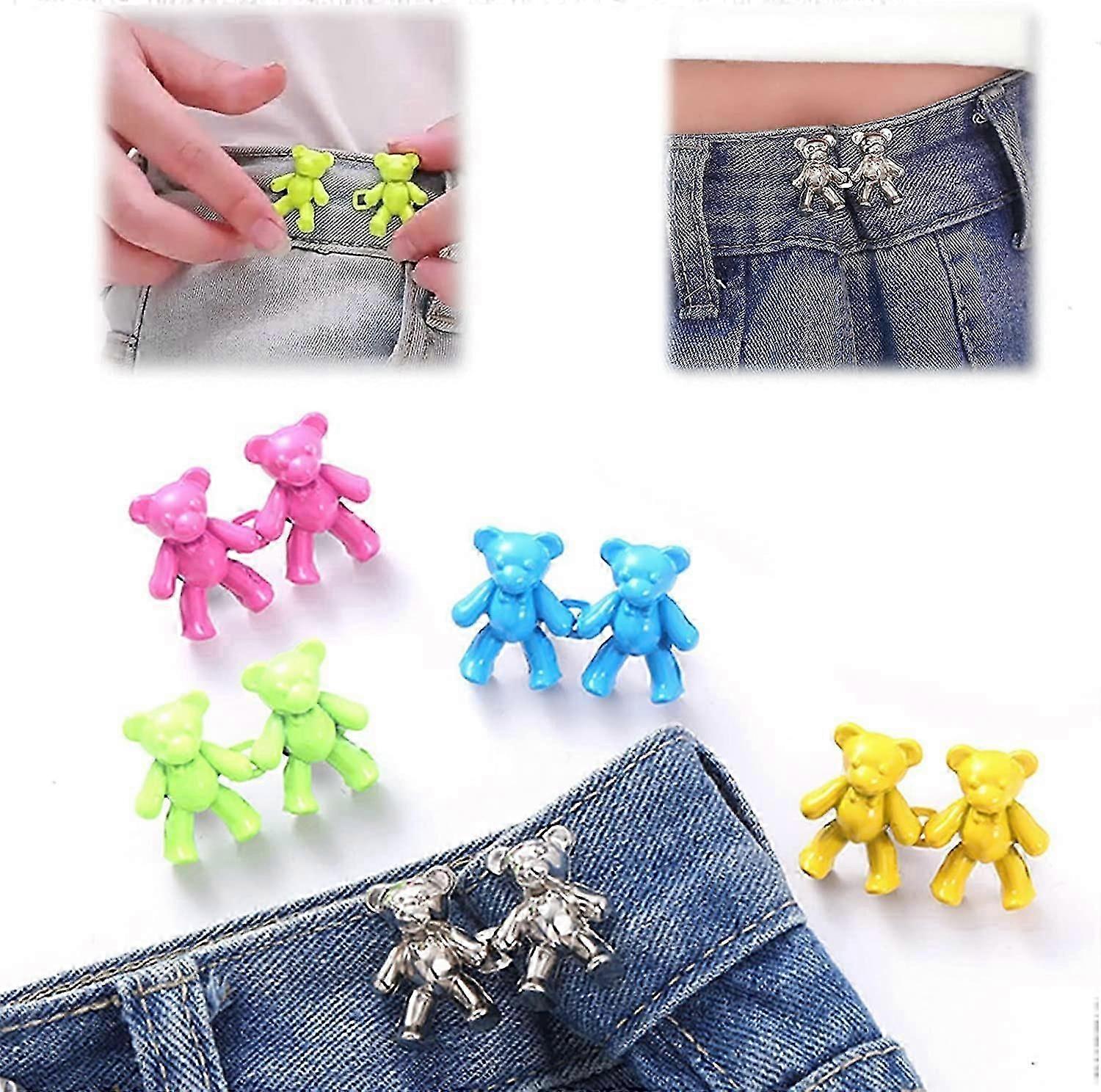 high qualityCute Bear No-Sew Waist Button, Jean Buttons Pins for Loose Jeans Waist Button, Adjustable Metal Waist Buckle For Pants
