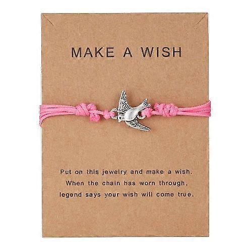 1 PZ Semplice Cuore Amore Piedi Ape Gufo Infinito "8" Regolabile Corda Catena Bracciale Con MAKE A WISH Cartone Charm Gioielli Regalo