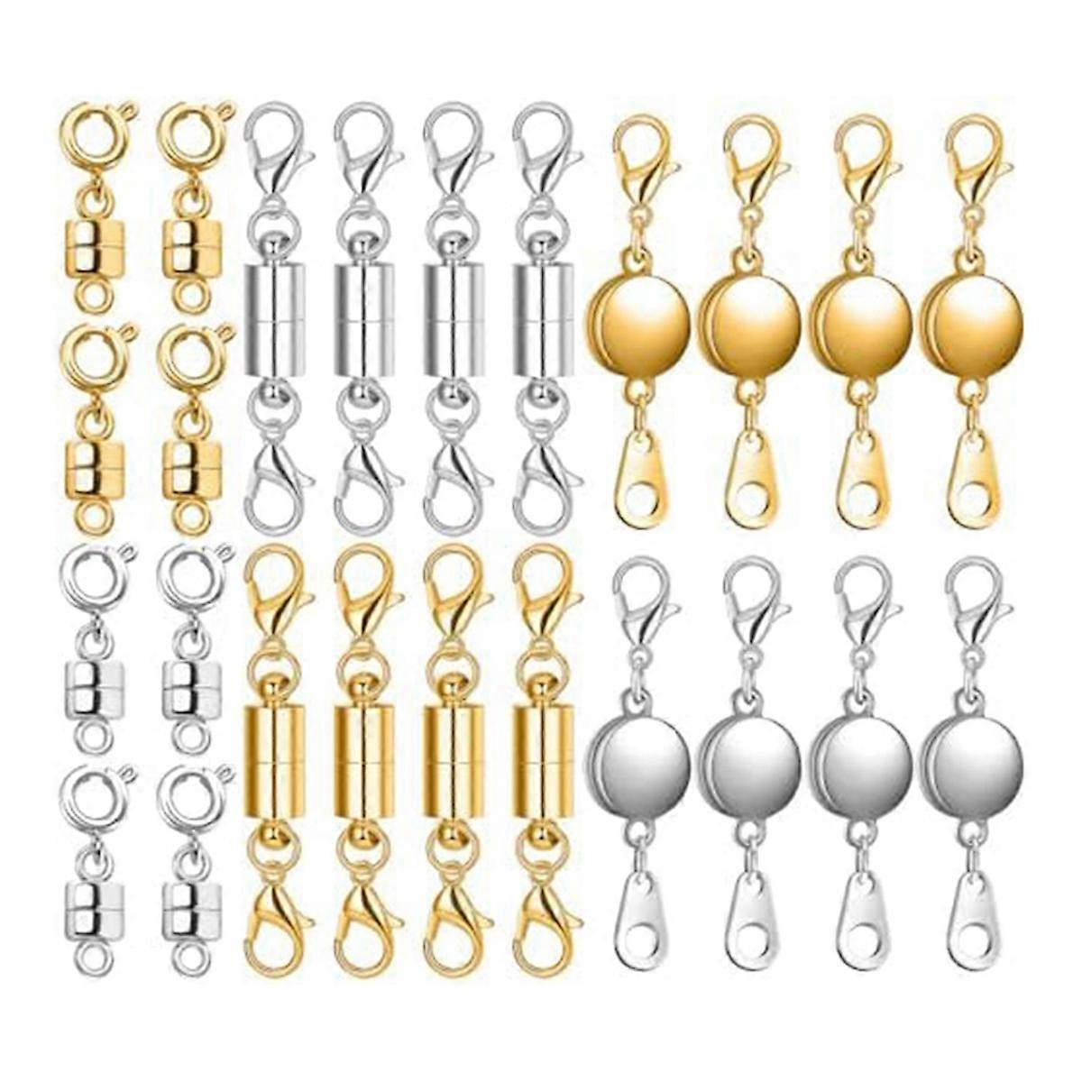 24 Pcs 3 Styles Magnetic Necklace Clasps and Closures,Magnetic Clasp Connector Locking Clasp Extender for Jewelry Making
