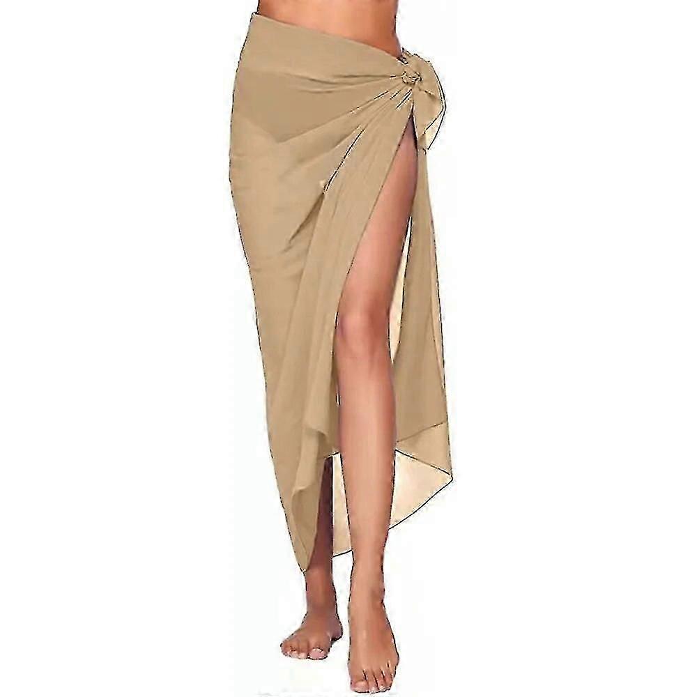 Femmes Longshort Sarong Maillot De Bain Couvertures D’été Plage Bikini Wrap Jupe Courte Pure Écharpe Pour Maillots De Bain Couvertures