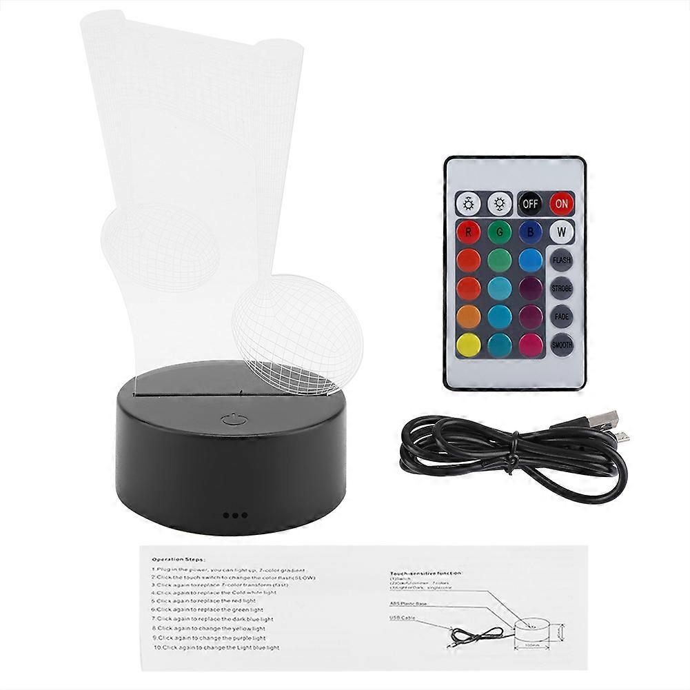 USB Seven - color Lamp Base with Touch Switch and 3D Acrylic Panel Night Light