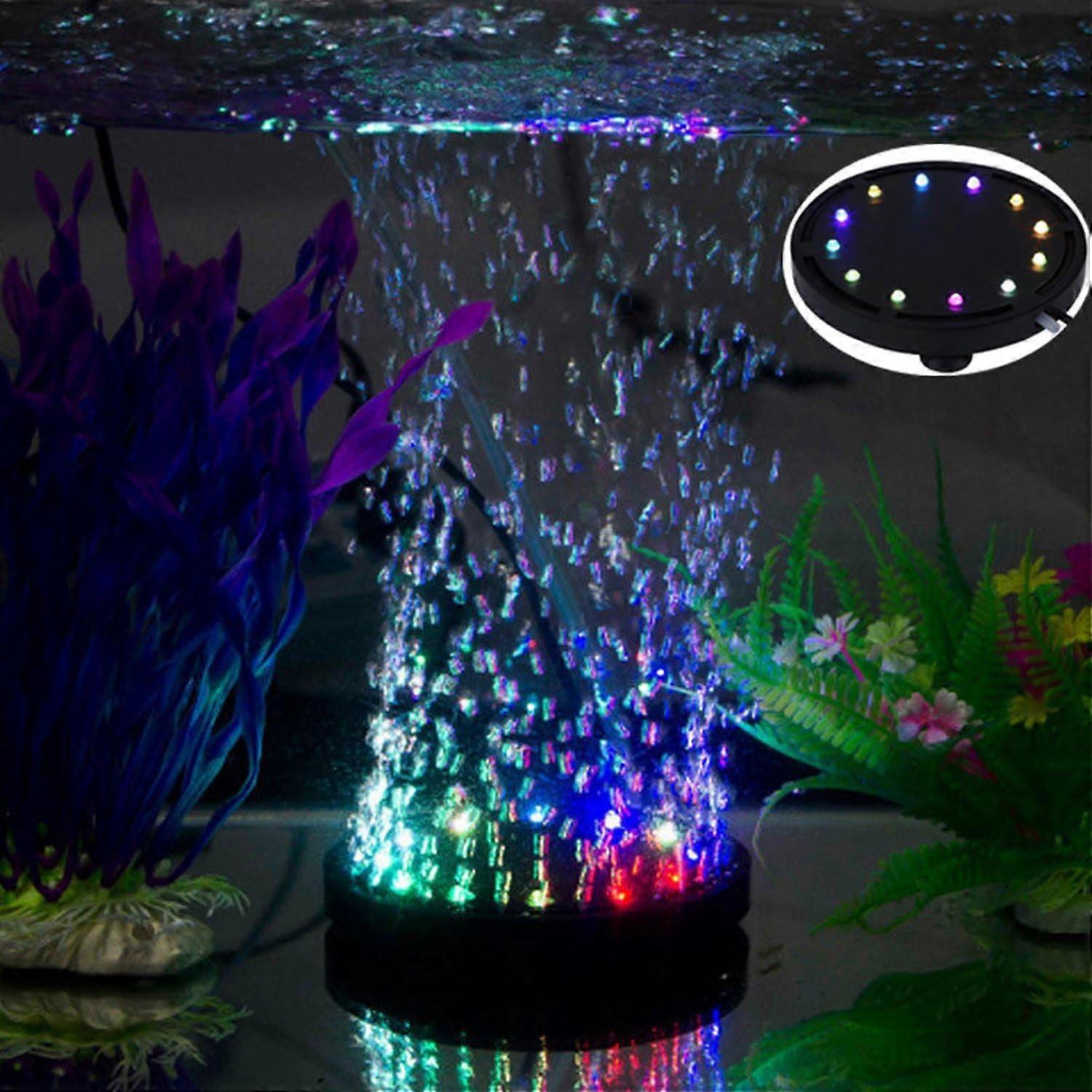 Aquarium LED Bubbler Stone Disk, Multi-Colored, Sealed Design