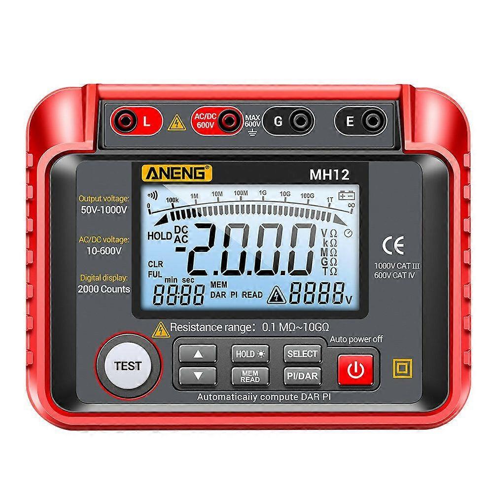 ANENG MH12 Insulation Earth Resistance Tester Digital Meter AC DC Ammeter Transistor Tester LCD Megohmmeter Meter Voltmeter Detect_Special Gift