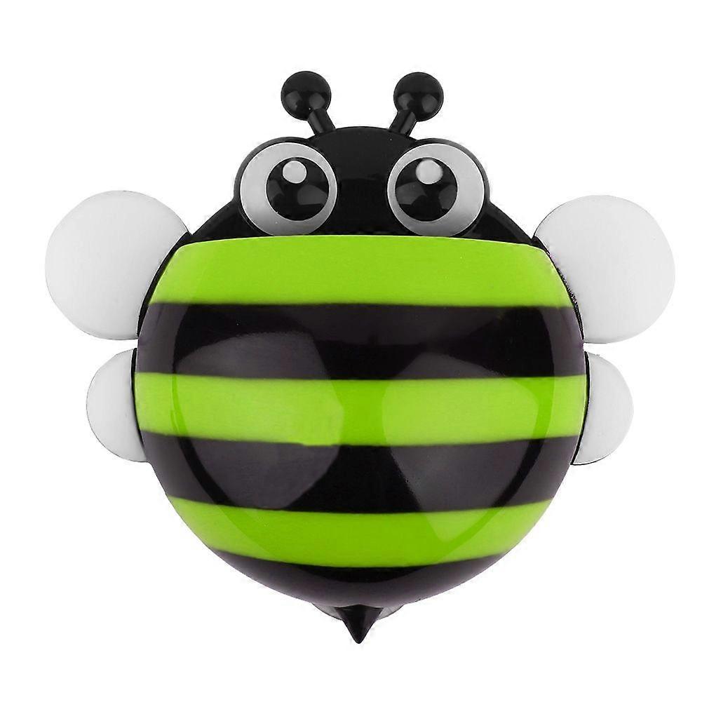 Bathroom Wall Hanging Strong Suction Cup Toothbrush Holder Toothpaste Rack Bee(Green