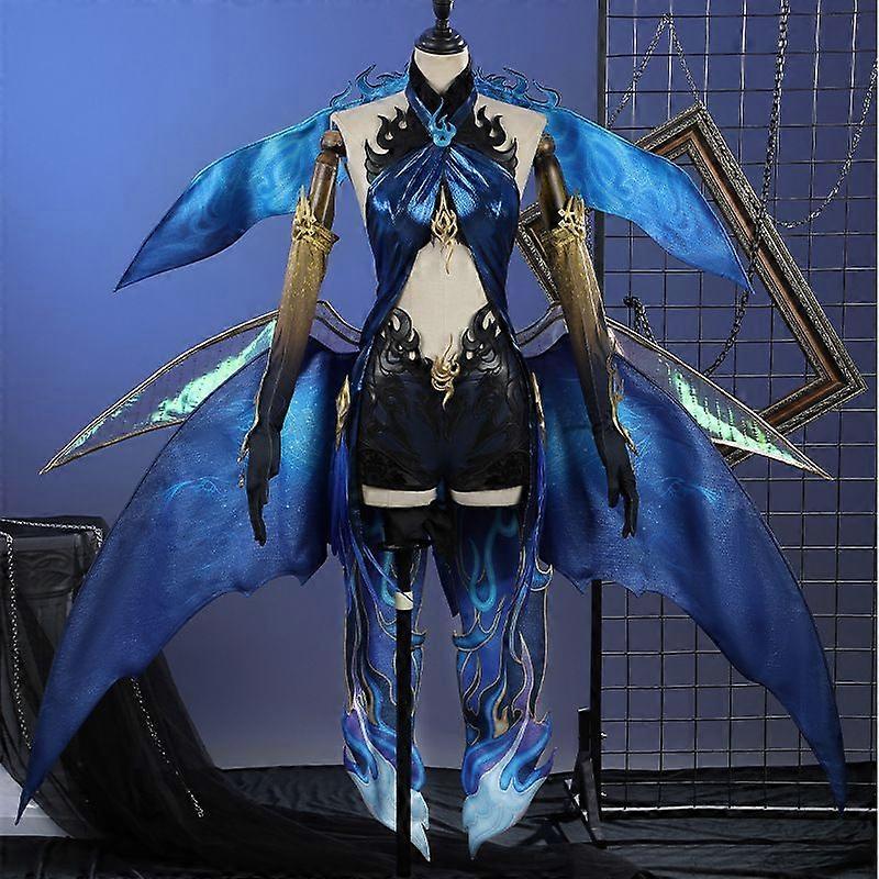 Naraka: Bladepoint Ji Yingying Night Enchantment コスプレコスチューム ダークファンタジー コスチューム with 翼 & フルアクセサリーセット