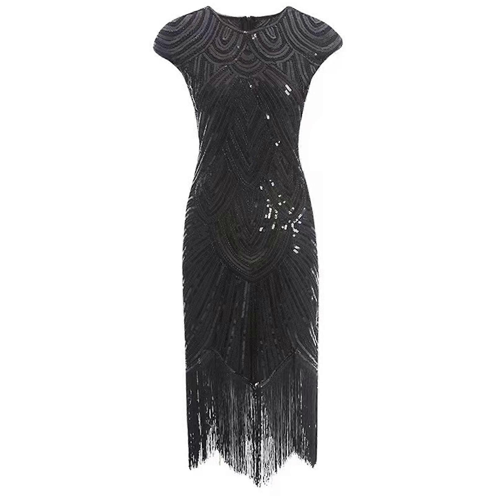 bodycon dress for maternity shoot Zapaka Vintage Gatsby Dress Black V Neck Sleeveless Sequins Glitter 1920s  Bodycon Fringe Flapper Party Dress – ZAPAKA NZ main image 1