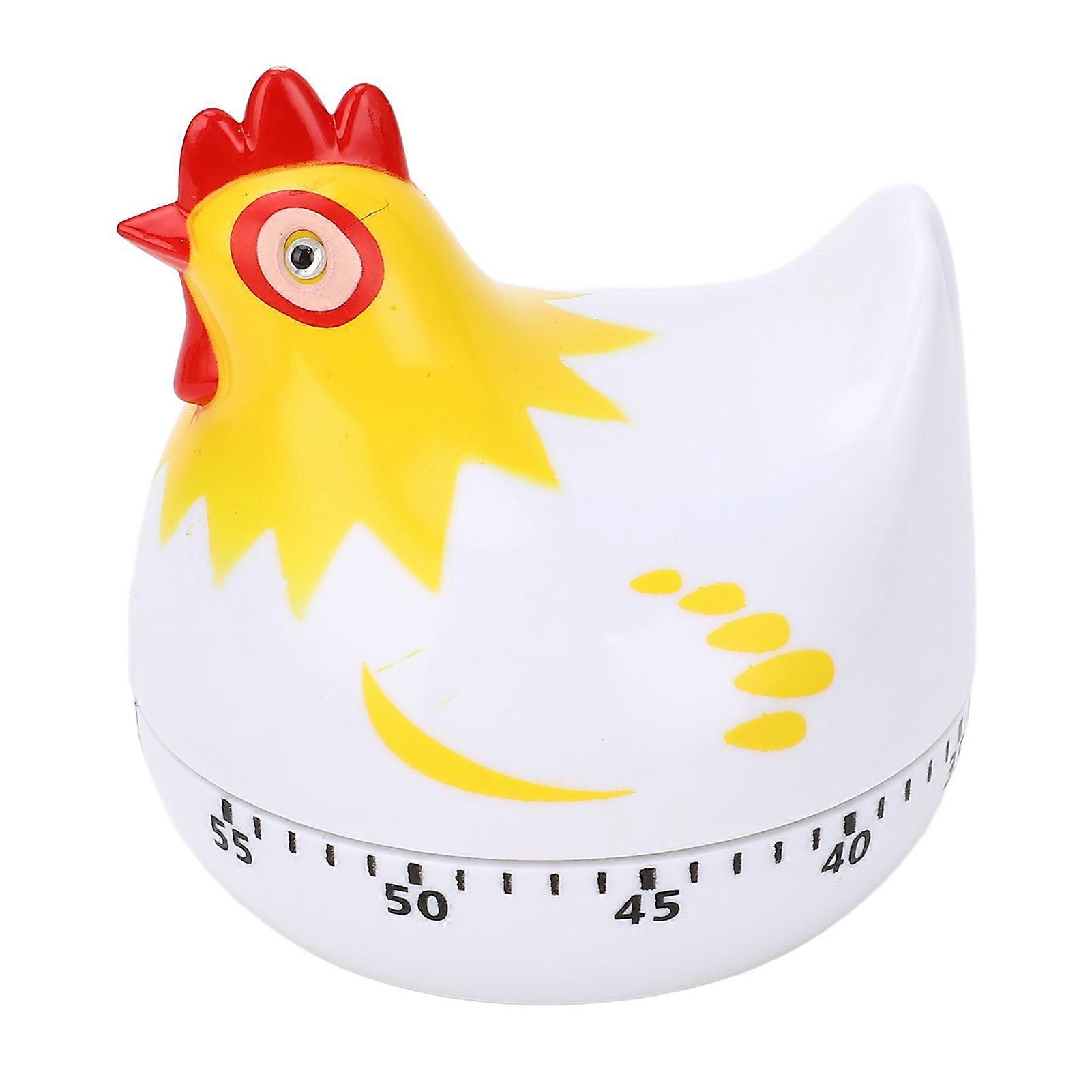 60min Mechanical Cooking Timer - Kitchen Chicken Pattern, Cute Shape, White