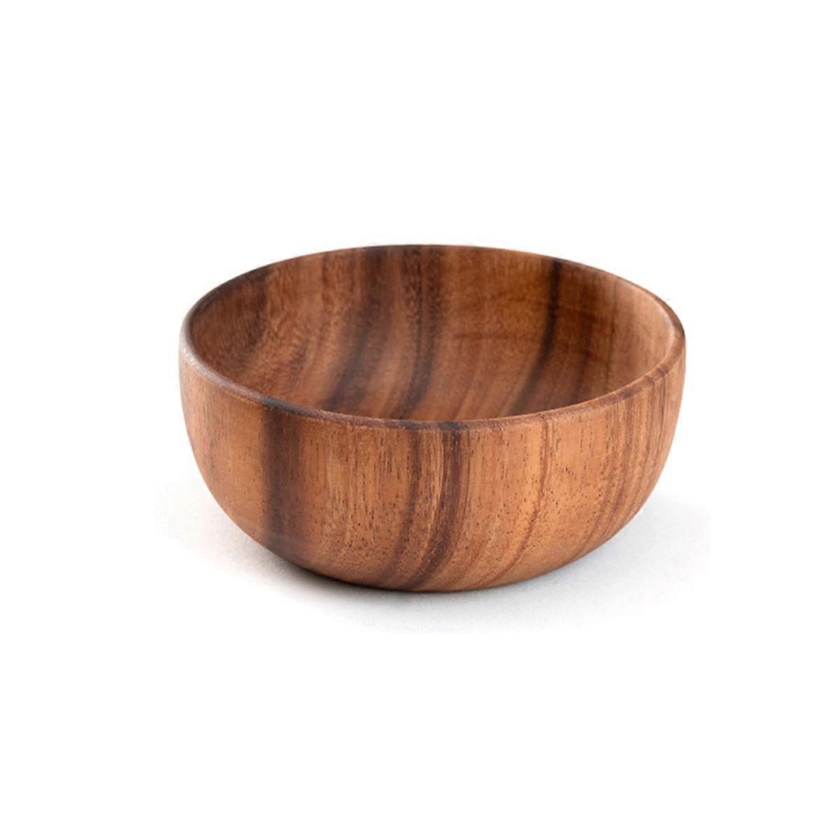 Wooden Salad Bowl Round Dessert Displays Serving Trays Soup Bowl D