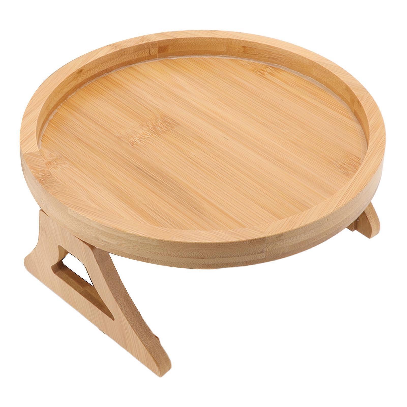 Sofa Tray Bamboo Wood Texture Armrest Couch Clip On Tray Table for Coffee Tea Snacks