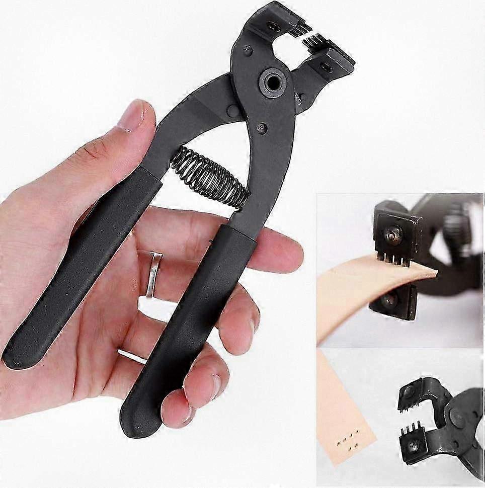 Leather Craft Stitching Chisel Set - 4mm Spacing Handheld Punch Tool with Clamp for Leatherworking
