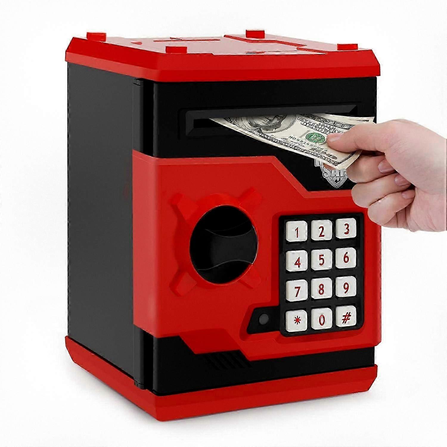 Electronic Mini ATM Safe Coin Bank with Code Lock for Children, Money Saving Box for Real Cash