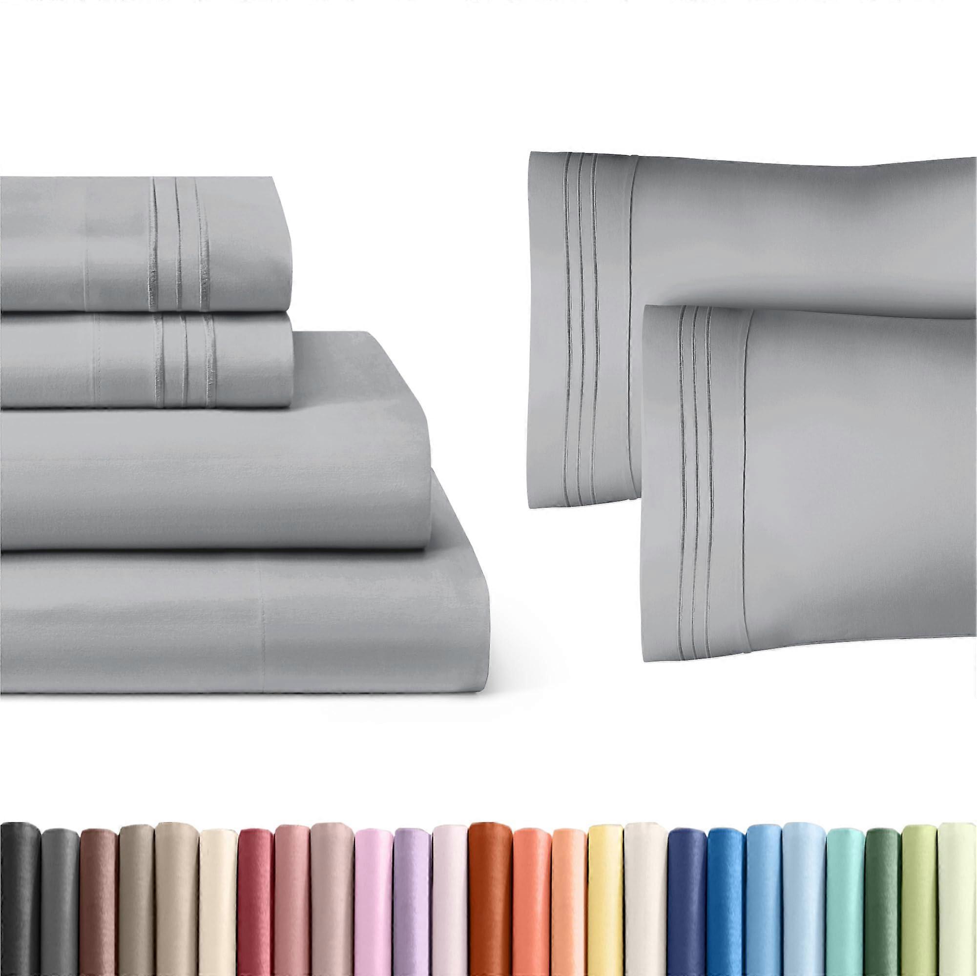 Steel Blue 4-Piece Sheet Set & Pillowcase Bedding Bundle (King Size) - Bed Set Includes Complete King Sheet Set & 2 King Pillowcases