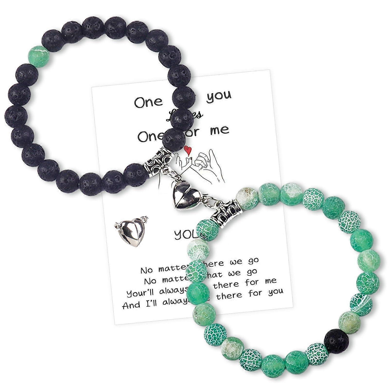 Magnetic Couples Bracelets He and She Matching Heart Jewelry for Long-Distance Relationships - Adjustable Size, Durable Material