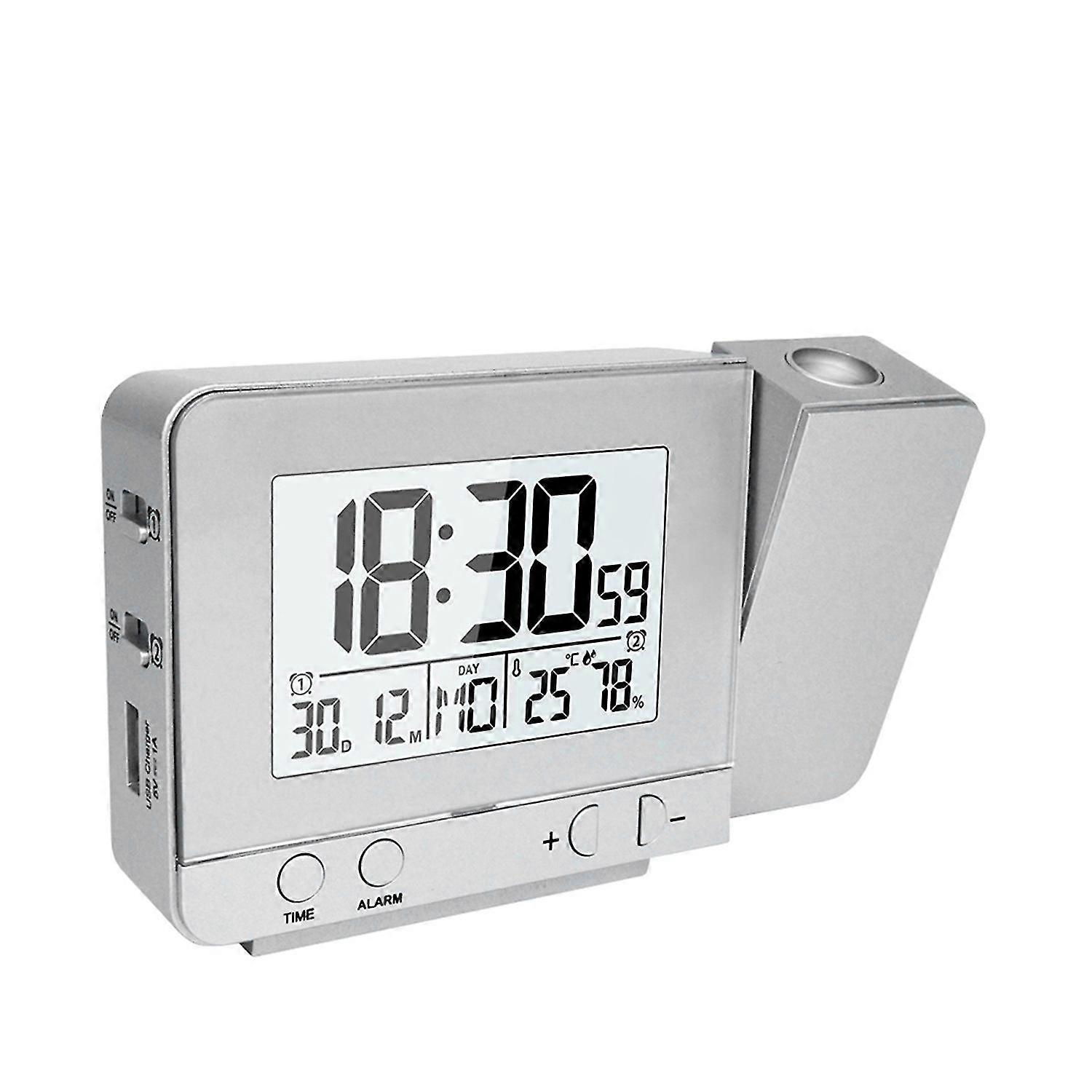 Projeksjonsalarmklokke for soverom med termometerhygrometer digitalt prosjekt takur dimmabl