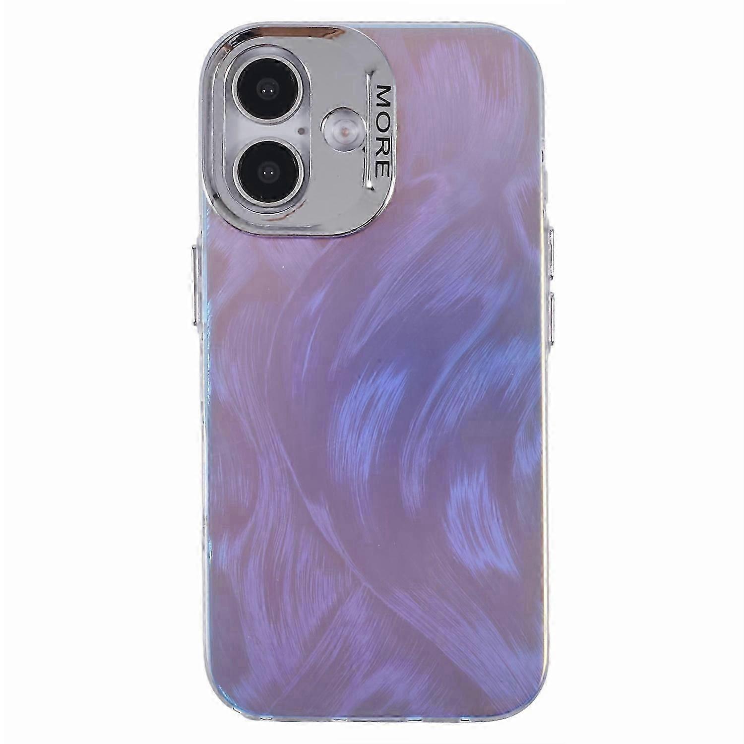 For iPhone 16 Case Silicone+PC IMD Laser Texture Matte Phone Cover