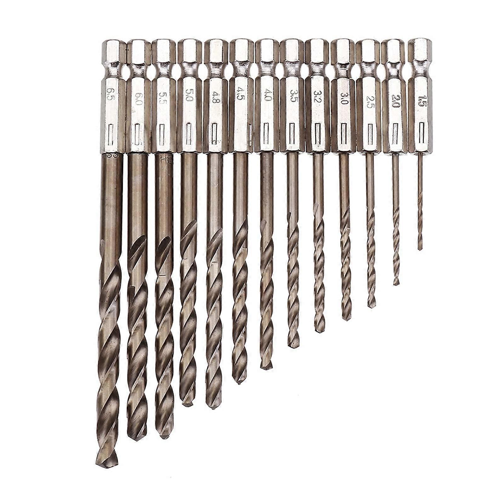 13pcs 1.56.5mm M35 Cobalt Drill Bit HSSCo Twist Drill Bit Set 1/4 Inch Hex Shank Drill bits