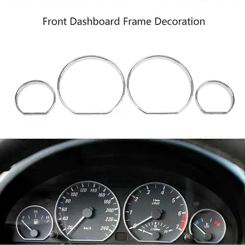 4PCS compatible for B-M-W E46 Accessories Speedometer AC Dashboard Decoration Car Styling Cover Car Front Dash Dial Rings Bezel
