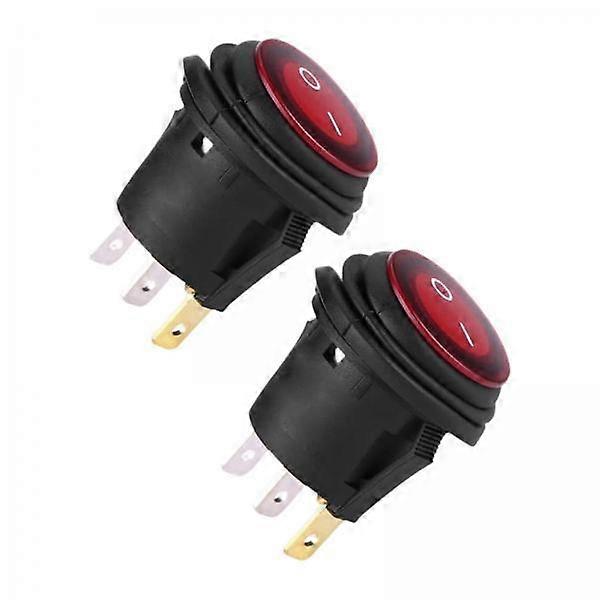 3x 2Pcs LED Lighted Rocker Switch Round Rocker Switch Universal Waterproof Round