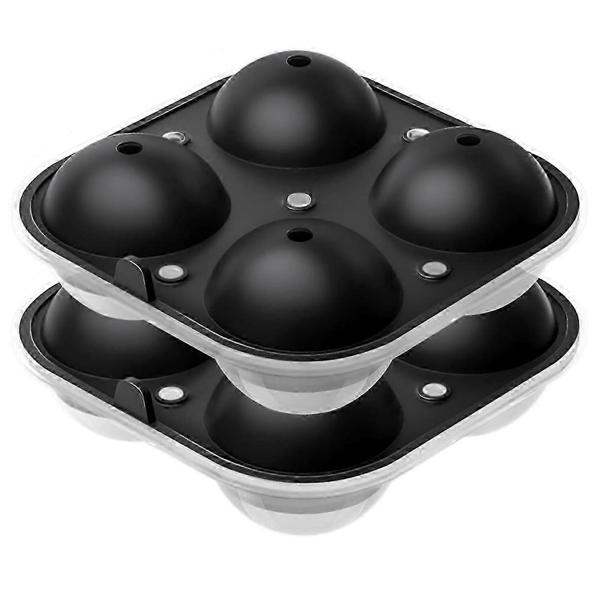 2 Ice Cube Tray Balls with Funnel and Lid for Cocktails Whiskey, Champagne,
