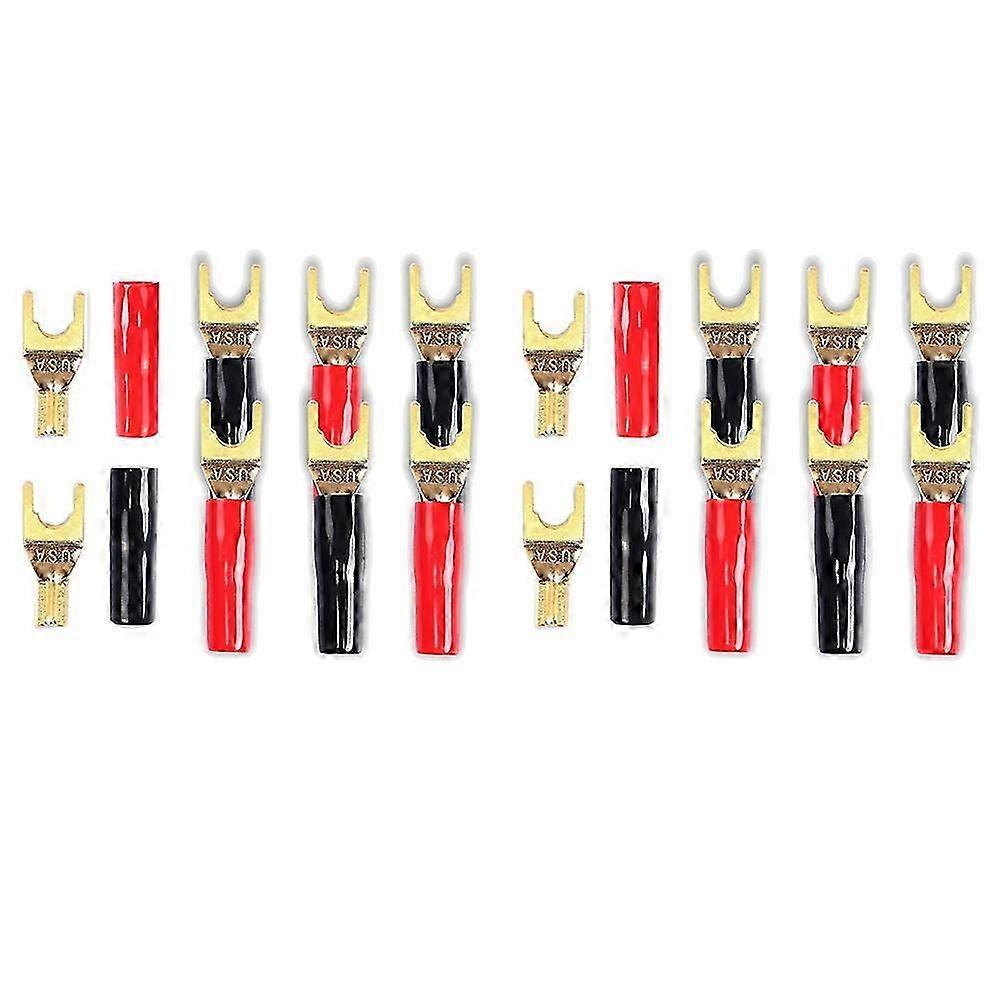 Y Plug Spade Connector for Speaker Wire,16 Pcs Y Spade Plug 45 Degree Gold Plated U Fork Spade Plug