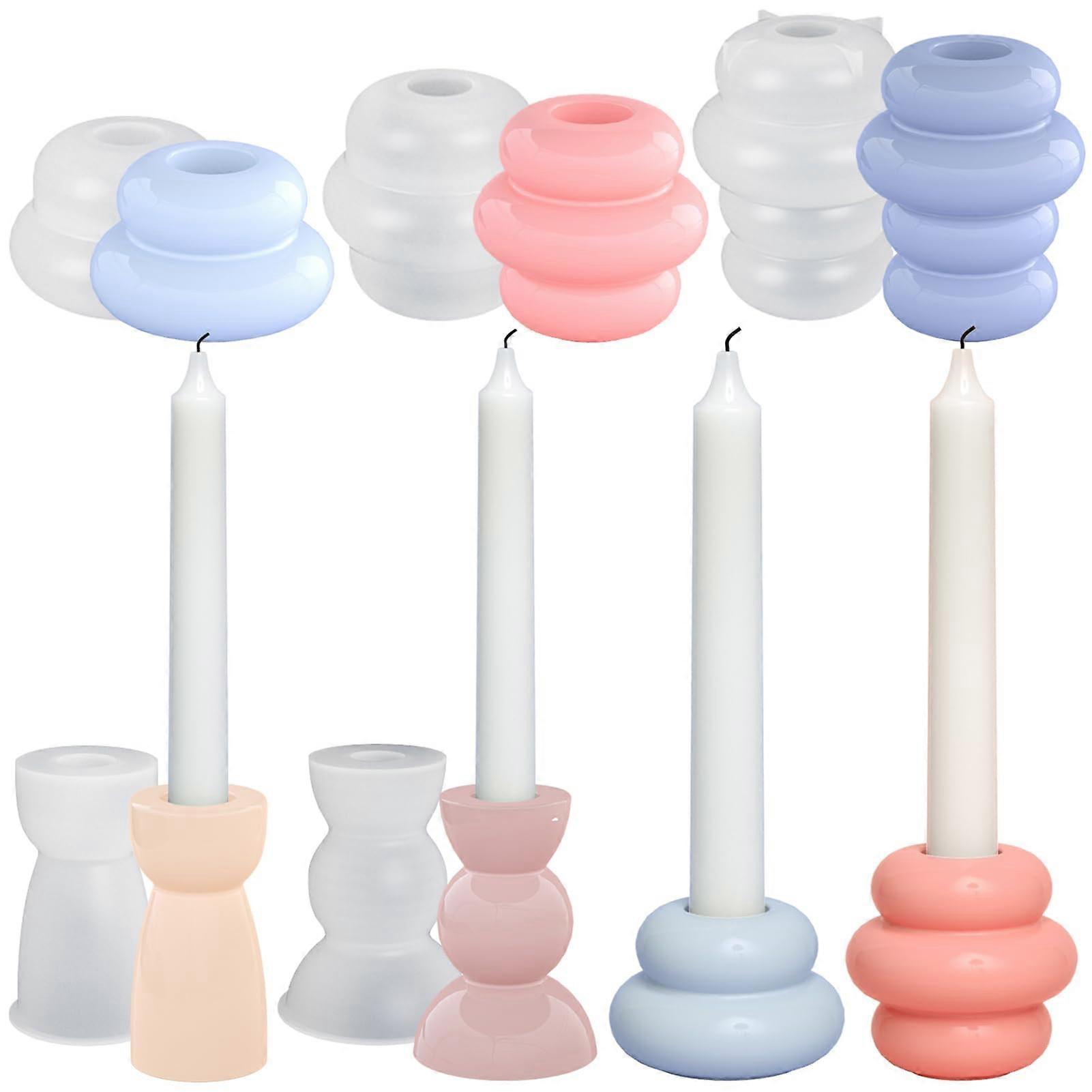 Candle Holder Silicone Molds for Epoxy Resin Casting,DIY Candlestick Clay Craft for Home Decoration