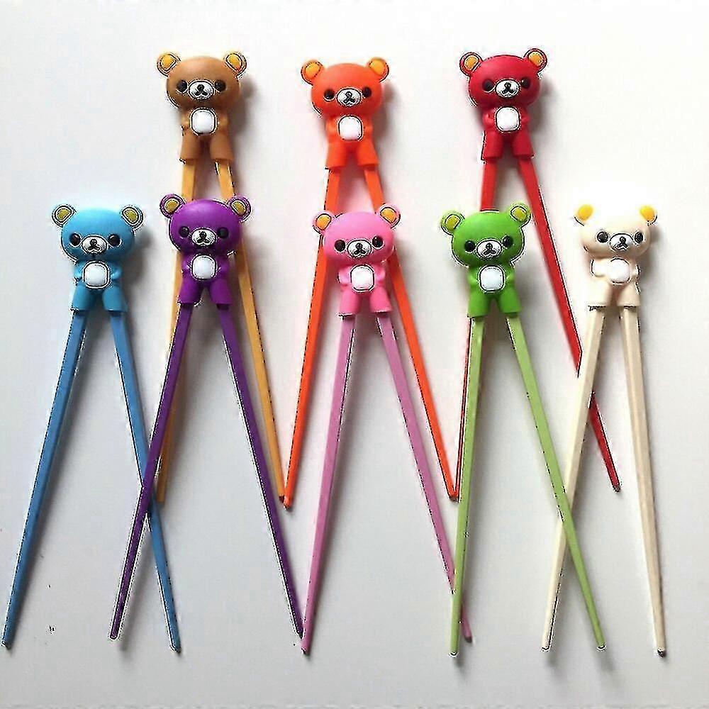 1 Pair Cute Bear Chopstick Learning Training Chopsticks Multi Color Kid Children Chinese Chopstick Learner Palillos Chinos(blue)