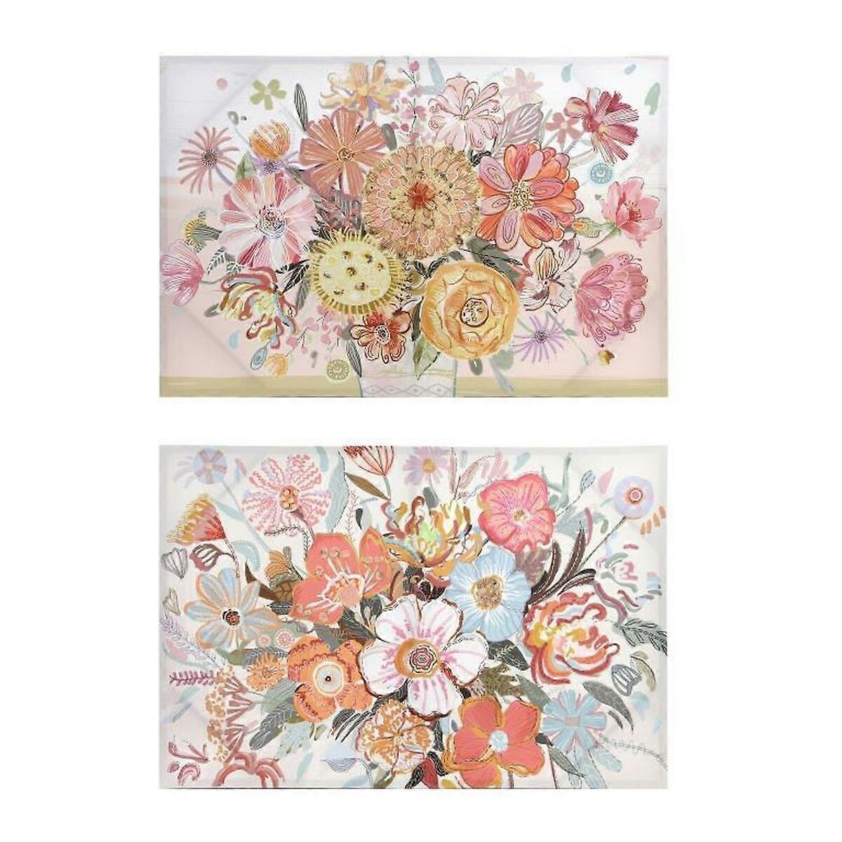 Canvas DKD Home Decor Blomster (2 pieces) (90 x 3 x 60 cm)