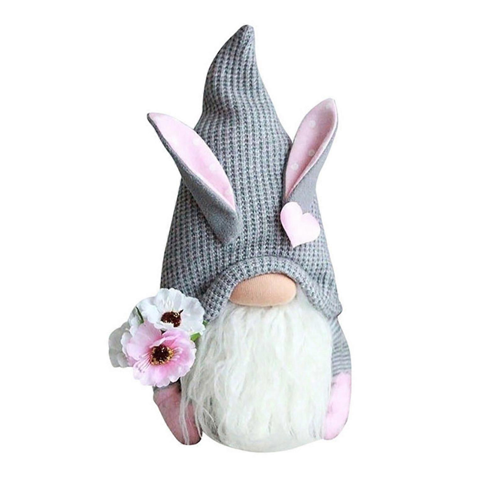 Easter Gnomes Plush Rabbit Holding Carrot Flower Faceless Doll Swedish Tomtes Dwarfs Ornaments for Kitchen Tiered Tray
