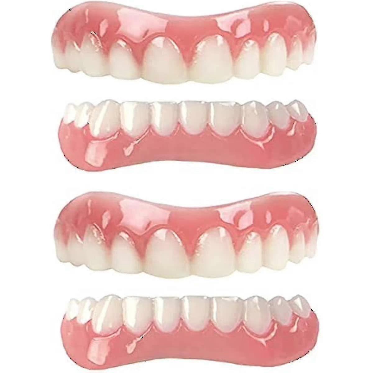 2 ペア義歯化粧ベニヤナチュラルトーンインスタントベニヤ歯科シリコン歯ホワイトニング一時補綴歯トップボトム入れ歯歯科