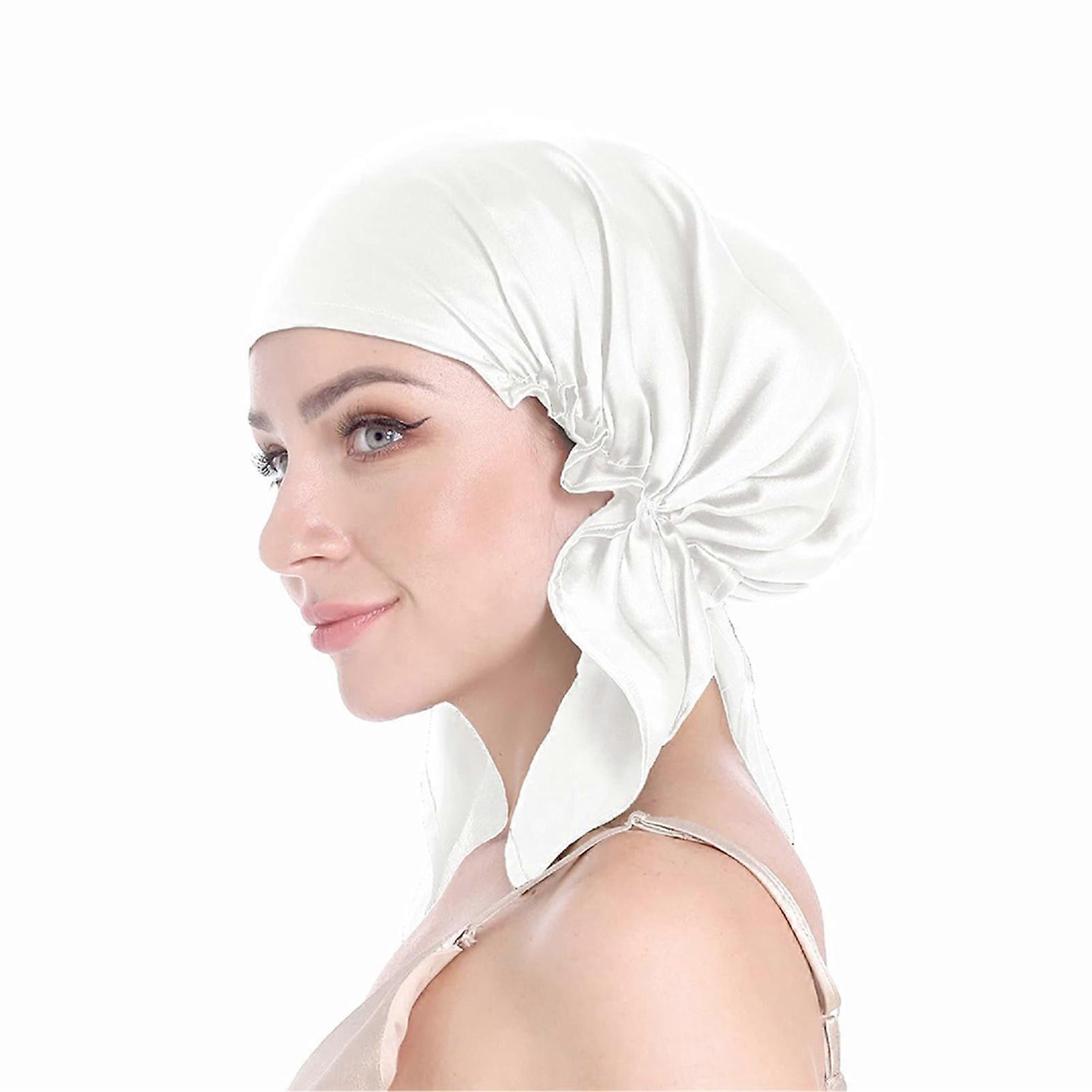 Triangle Satin Bonnet Sleep Cap Solid Color Hair Bath Caps
