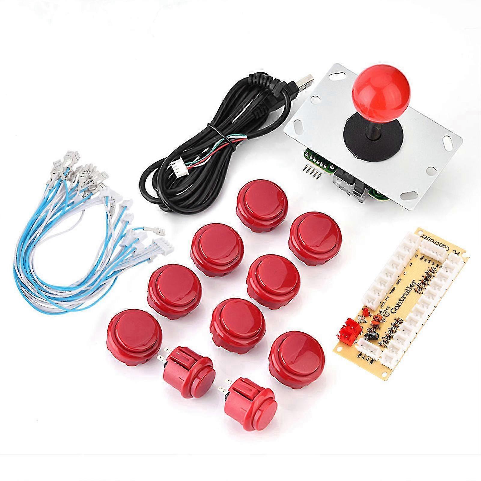 Arcade Game DIY Parts Kit Zero Delay USB Encoder   JoyStick   Button for Mame Game (Red)