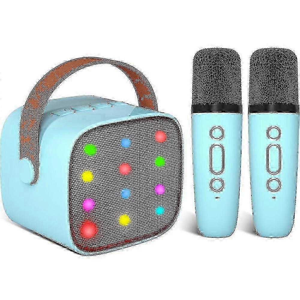 Macchina per karaoke per bambini con 2 microfoni wireless, Bluetooth, effetti vocali e luci a LED