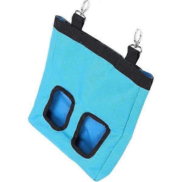 Rabbit Hay Feeder Bag Hay Bag Hanging Feeder Pig Hay Feeder Storage Small Animal Feeding Bag for Rabbit Guinea Pig (Blue)