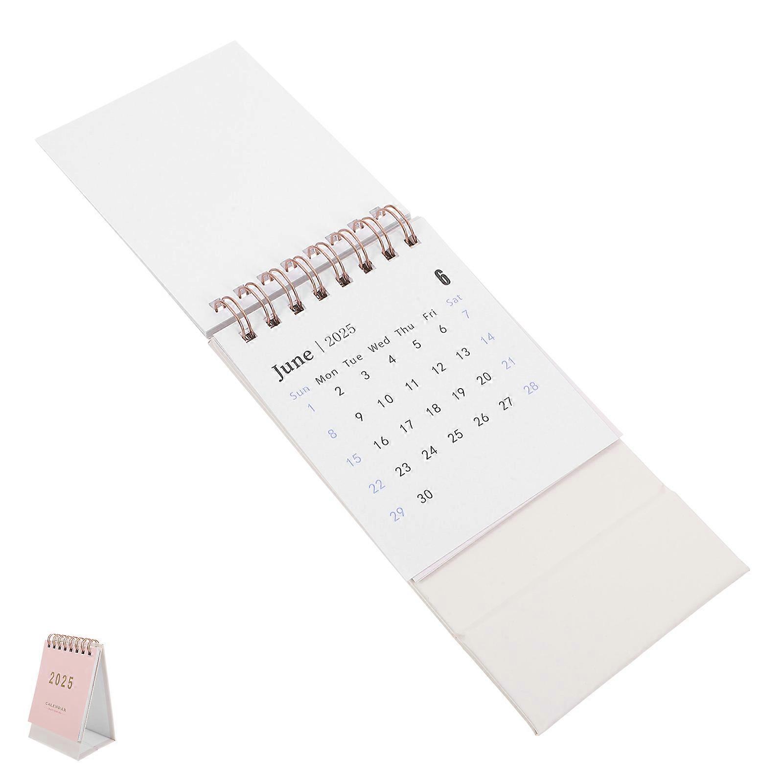 Mini Desktop Calendar Pink Paper with Space-Saving Base for Decor and Monthly Memo Calendar
