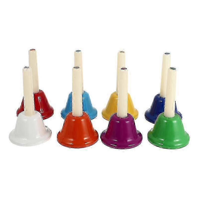 8 قطع مجموعة جرس اليد الموسيقية النابضة بالحياة مناسبة لأنشطة لعب الأطفال