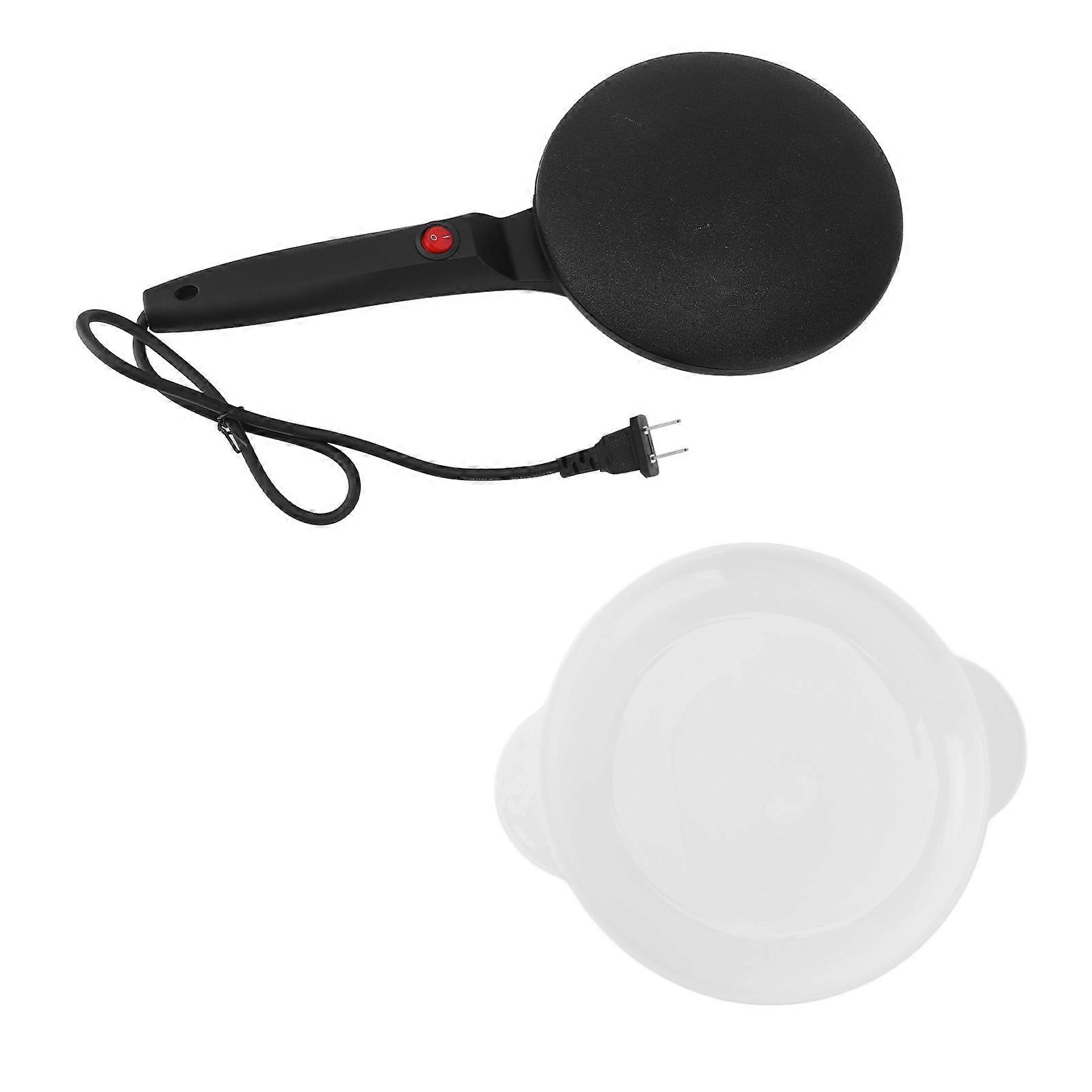 Electric Crepe Maker Stick Proof Round Home Pancake Machine with Long Handle for Egg Roll Tortilla Black