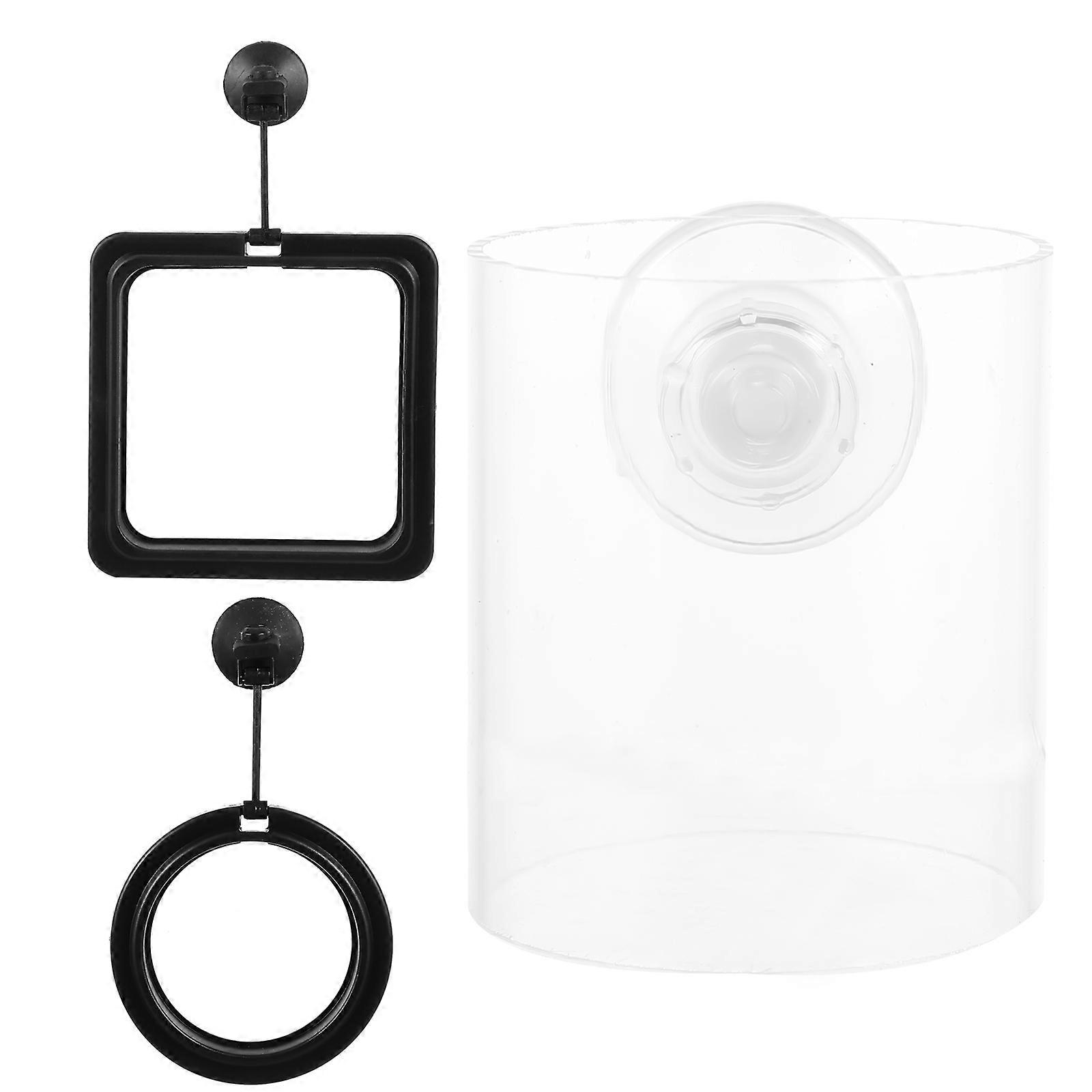 Fish Feeding Ring Floating Feeder Circle Aquarium Fish Tank Fixed-Point Feeding Black 3Pcs