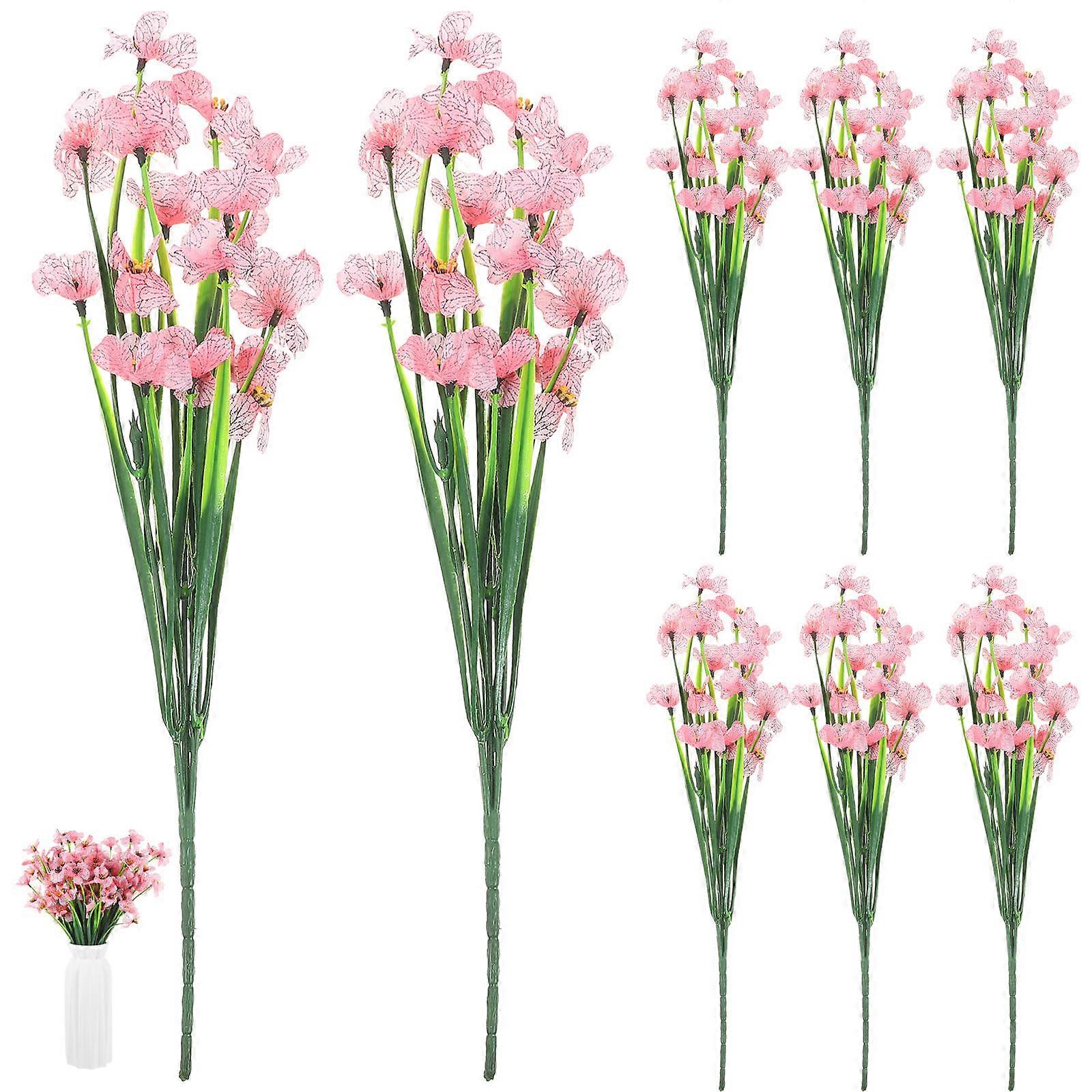 Realistic Flowers for Outdoors Iron Wire Artificial Violet Flowers for Event Planners 8Set