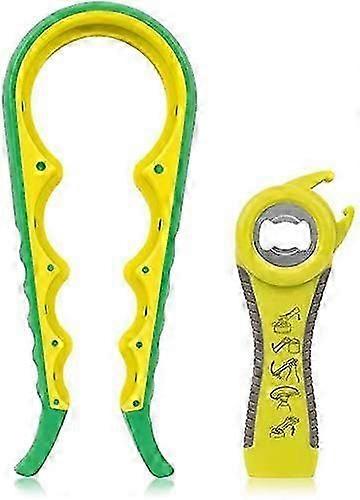 Jar Opener Set with Handle - Multifunctional Can and Lid Opener for Weak Hands (Seniors and Arthritis)