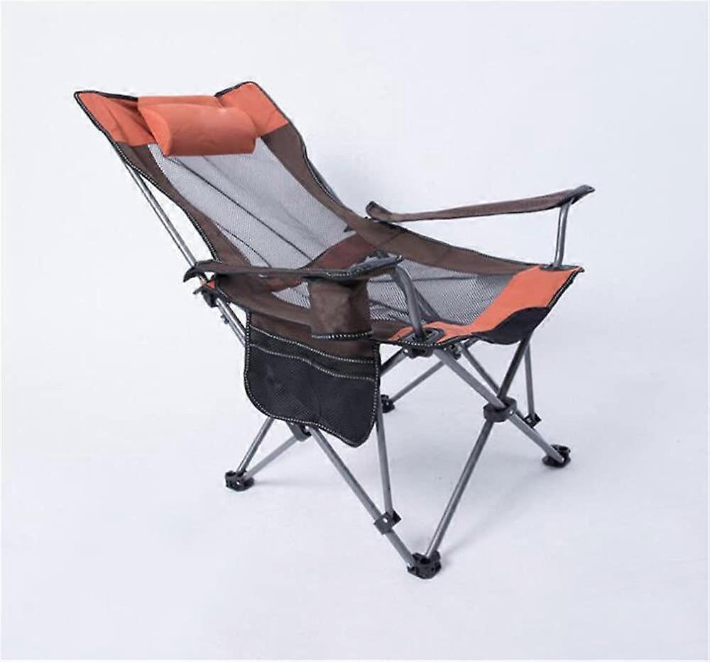 Foldable camping chair with high backrest, headrest, cup holder, durable, 100–120 kg, for outdoor