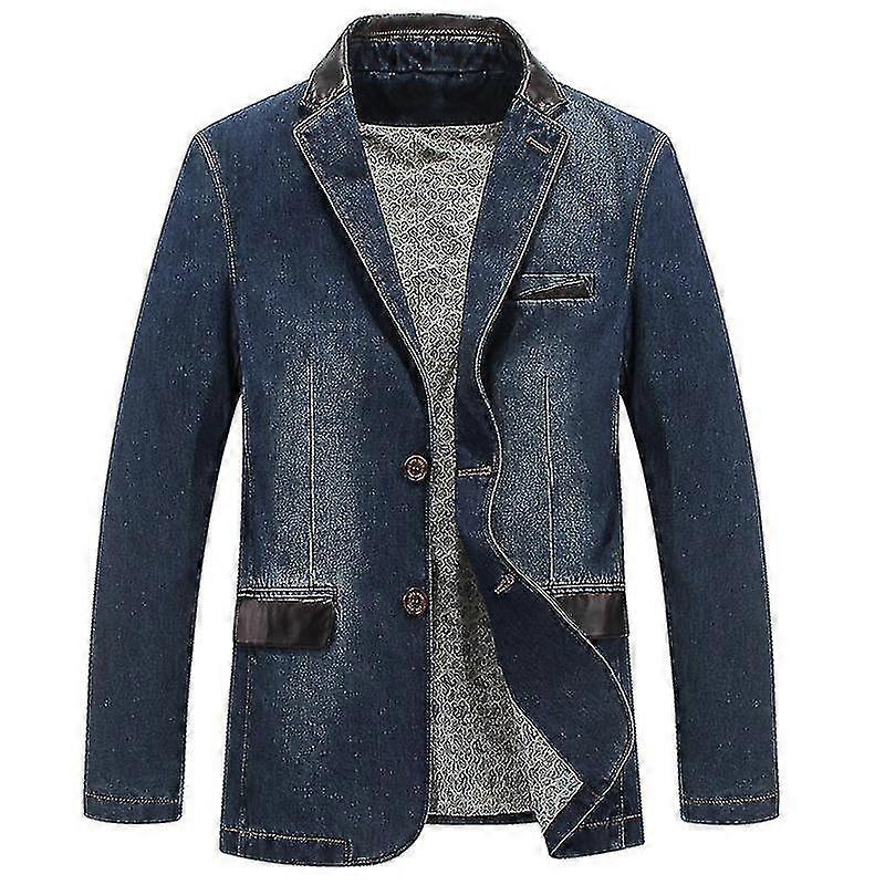 Læder patchwork denimjakke til mænd fritidstøj